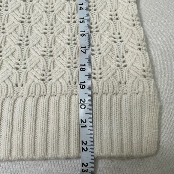 Madewell Pointelle Stitch-Mix Mockneck Merino wool blend Sweater S Antique Cream - Picture 13 of 13